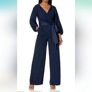 Eliza j wide leg with belt jumpsuit
